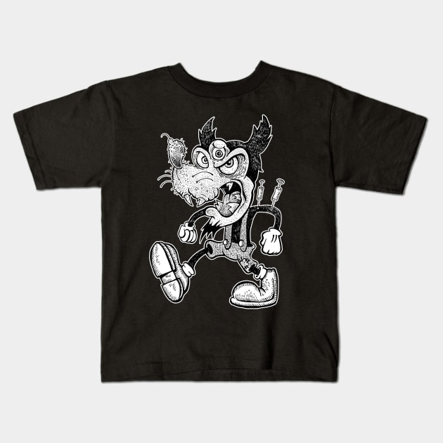 Devil Rat Mickey Kids T-Shirt by rossradiation